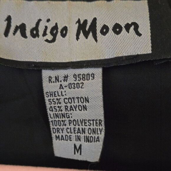 Indigo Moon Vintage Mixed Media Embroidered Patch Jacket Art To Wear Size M - Picture 6 of 6